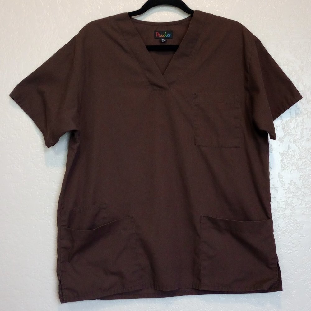 Peaches Brown Women's Size M Scrub Top
